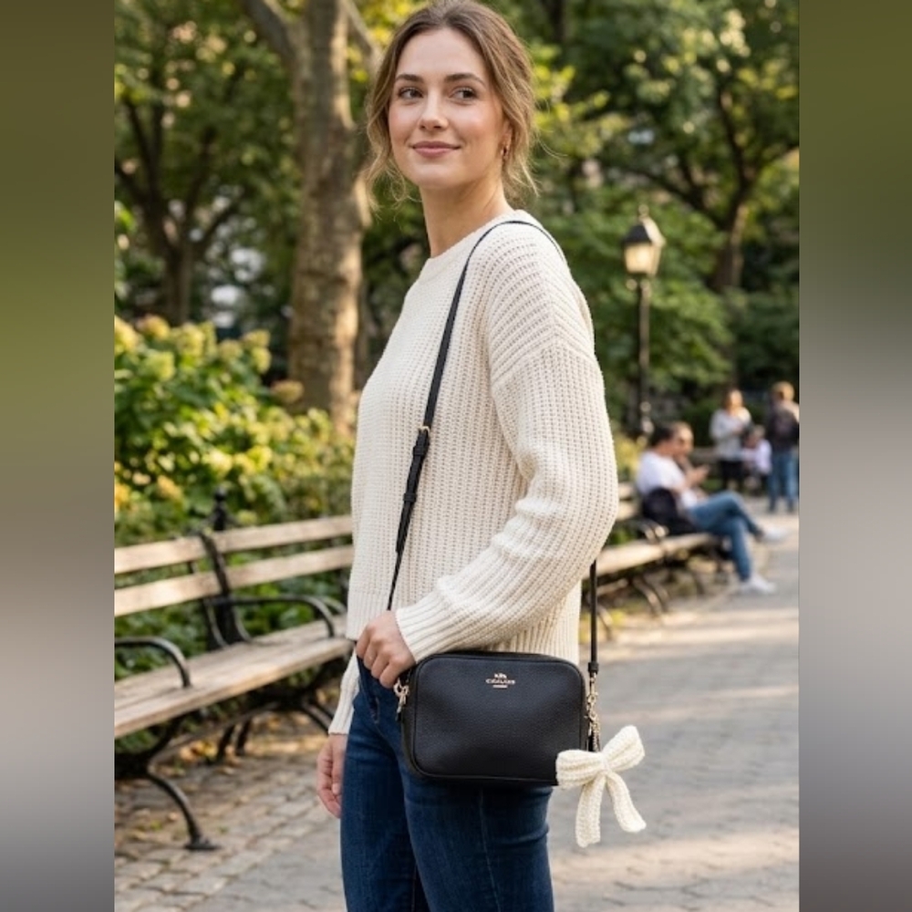 Coach Pebbled Leather Crossbody Bag in Black